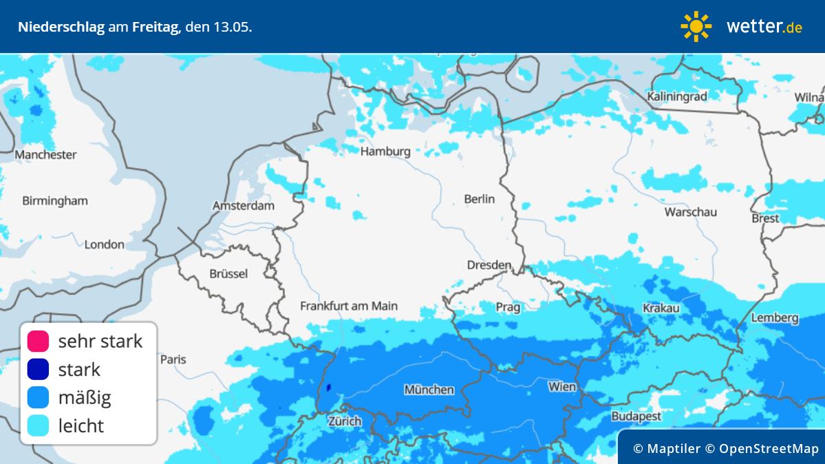 Niederschlag für Donnerstag und Freitag in Deutschland