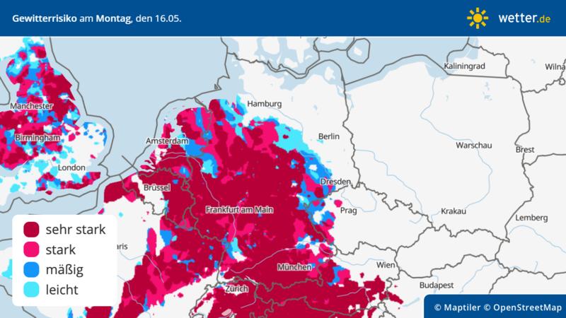 Gewitterrisiko am Montag