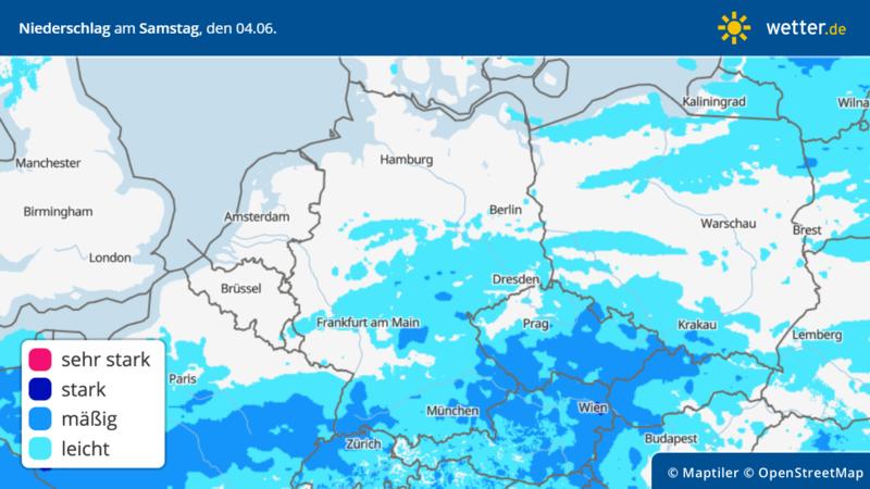 Niederschlag am Samstag 4. Juni in Deutschland