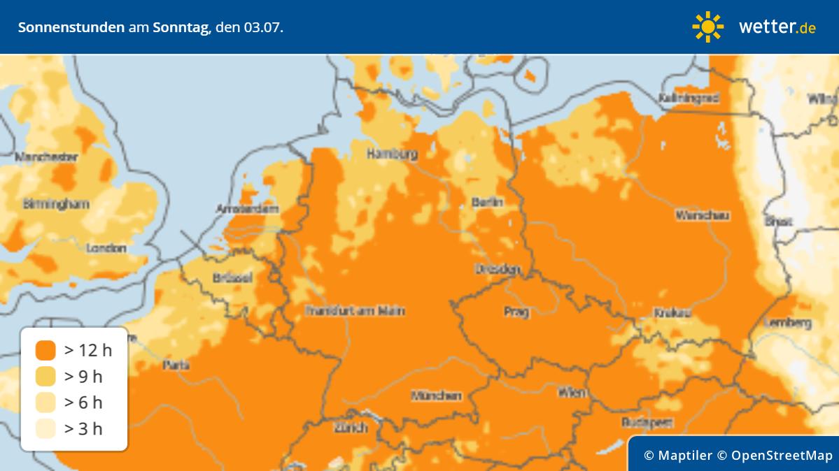Sonnenstunden am Sonntag, den 3.7.2022