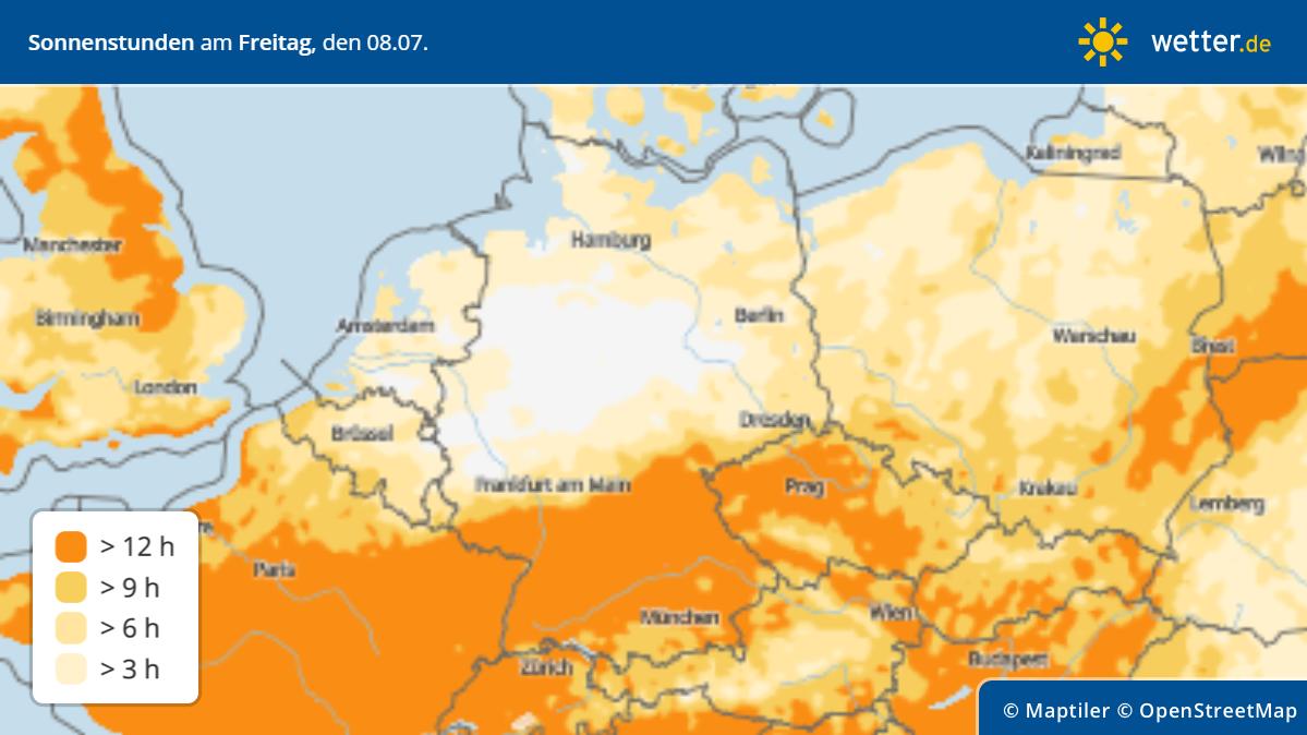 Sonnenstunden am Freitag den 8.7.2022