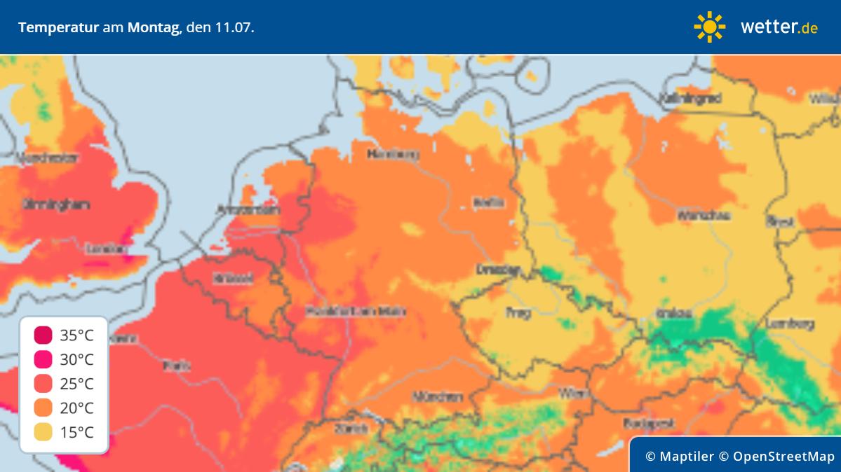 Temperaturen am Montag