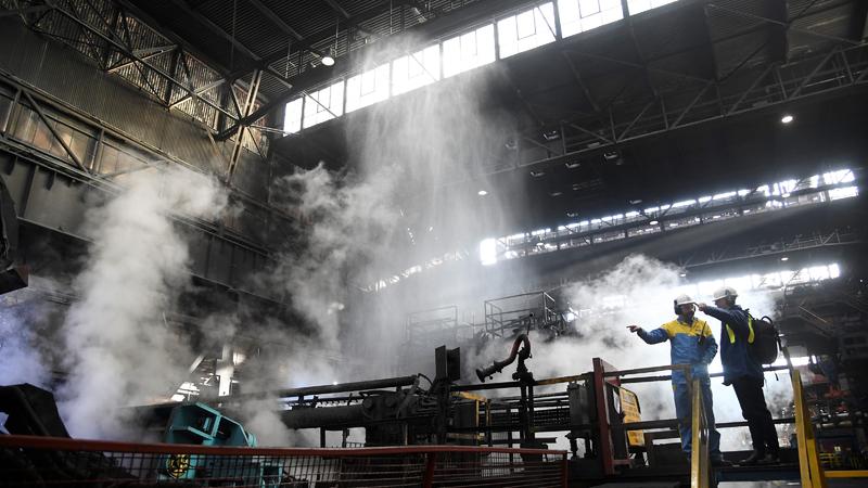 Das Stahlwerk Tata Steel in Port Talbot, Wales.