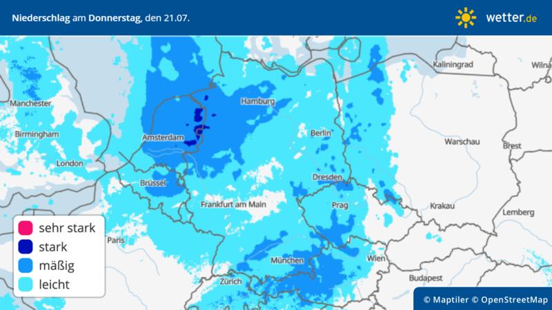 Niederschlag in Deutschland am Donnerstag, 21. Juli