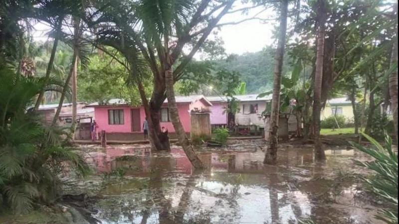 Das Innere des Dorfes Namatakula überflutet, am 9. Juli 2022.