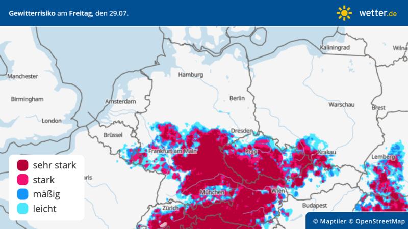 Gewitterrisiko am Freitag, 29. Juli in Deutschland