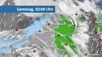 Diese Animation zeigt, wie Wolken und Regen heute und morgen über Deutschland ziehen. 
