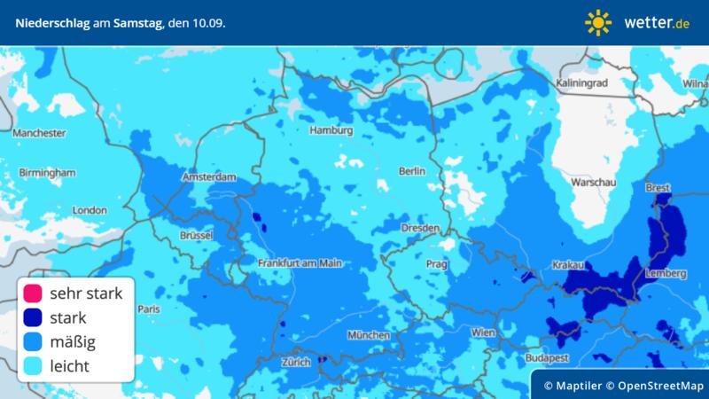 Niederschlag am Samstag, 10. September in Deutschland