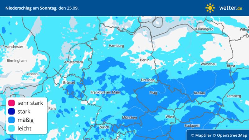 Niederschlag für Deutschland für Sonntag, 25.09.2022