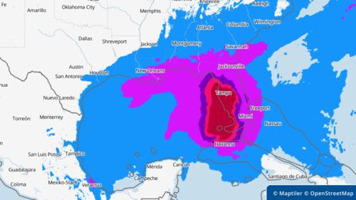 Vorhersage Sturmfeld von Hurrikan IAN