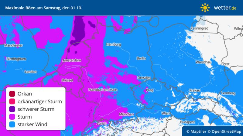 Die Wettervorhersage für Samstag zeigt viel Wind.
