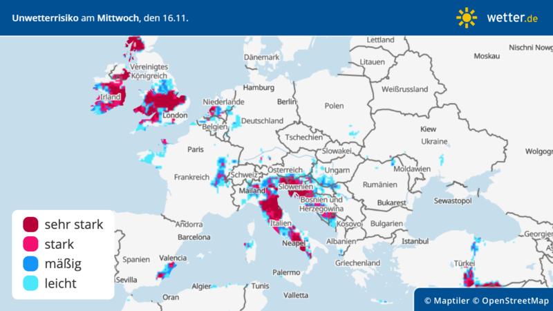 Wettervorhersage für Europa: In Italien droht Starkregen.