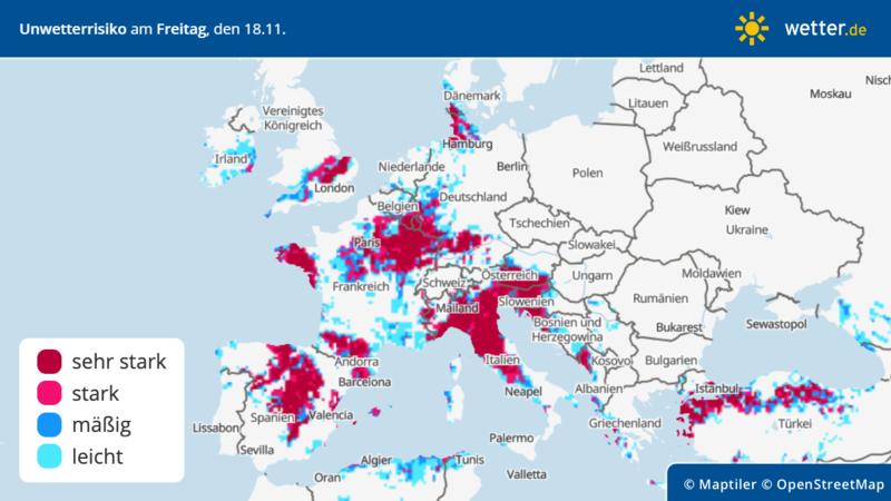 Prognose: Unwetter in Europa am Donnerstag
