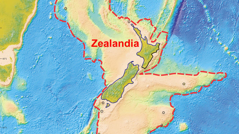 An illustration provided to Reuters February 18, 2017 shows what geologists are calling Zealandia, a continent two-thirds the size of Australia lurking beneath the waves in the southwest Pacific.     Nick Mortimer/GNS Science Research Institute/Hando