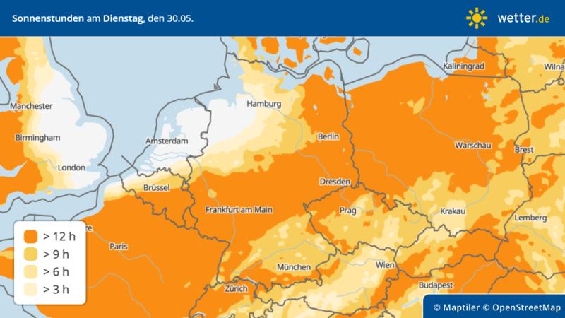 Am Dienstag scheint die Sonne wieder fast überall in Deutschland.
