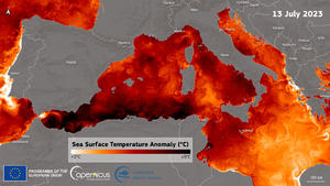 Mittelmeertemperaturen und deren Abweichung