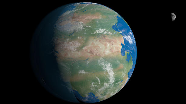 Superkontinent Pangäa als einzige Landmasse auf der Erdoberfläche