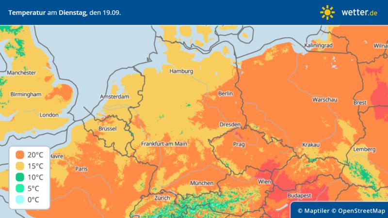 Die Temperaturverteilung in Deutschland weist keine großen Unterschiede auf.