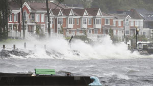 (230918) -- OTTAWA, Sept. 18, 2023 (action press/Xinhua) -- Waves crash on the breakwater along the waterfront in Bedford, Nova Scotia, Canada, on Sept. 16, 2023. Tens of thousands of people across the eastern Canadian province of Nova Scotia have been affected by power outages as post-tropical storm Lee made its exit, provincial agencies said on Sunday. (Nova Scotia Government/Handout via action press/Xinhua) / action press