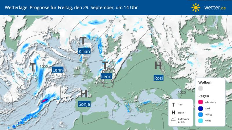 Wetterlage für Freitag, 29. September, in Deutschland