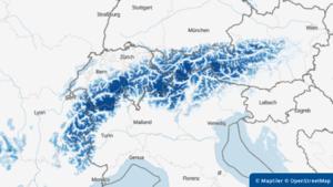 Schnee an den Alpen