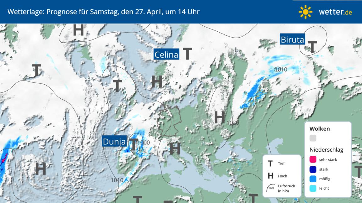 Wetterlage für Samstag, 27. April in Deutschland