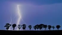 ARCHIV - 22.06.2023, Brandenburg, Müncheberg: Ein Blitz eines Gewitters erhellt den Nachthimmel. (zu dpa: «Regen und Gewitter für NRW erwartet») Foto: Patrick Pleul/dpa +++ dpa-Bildfunk +++