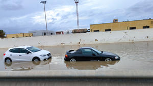 PALMA, SPAIN - JUNE 11 2024 : Wassermassen am Flughafen in Palma nach Unwetter at - Unwetter auf Mallorca on June 11, 2024 in Palma, .