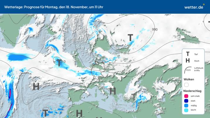 Wetterbedingungen ECMWF Montag