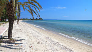 Scenic beach at Chalkidiki peninsula of north Greece near Thessaloniki city