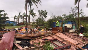 epa05173055 A handout imaged obtained on 21 February 2016 shows scenes of Tropical Cyclone Winston's destruction in Ba, Fiji. Category 5 Tropical Cyclone Winston made landfall in Fiji on 20 February. EPA/Naziah Ali / HANDOUT AUSTRALIA AND NEW ZEALAND OUT HANDOUT EDITORIAL USE ONLY +++(c) dpa - Bildfunk+++