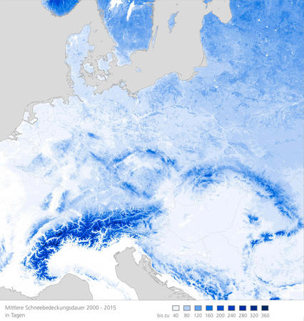 Schneebedeckung in den Alpen