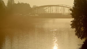 Enten schwimmen im morgendlichen Dunst und Nebel am 18.10.2016 im Mittellandkanal in Hannover-Vinnhorst (Niedersachsen). Foto: Holger Hollemann/dpa +++(c) dpa - Bildfunk+++