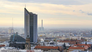 Blick über Leipzig und das City-Hochhaus