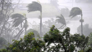 Strong wind and rain from Cyclone Debbie is seen effecting trees at Airlie Beach, located south of the northern Australian city of Townsville, March 28, 2017.    AAP/Dan Peled/via REUTERS    ATTENTION EDITORS - THIS IMAGE WAS PROVIDED BY A THIRD PARTY. EDITORIAL USE ONLY. NO RESALES. NO ARCHIVE. AUSTRALIA OUT. NEW ZEALAND OUT.     TPX IMAGES OF THE DAY