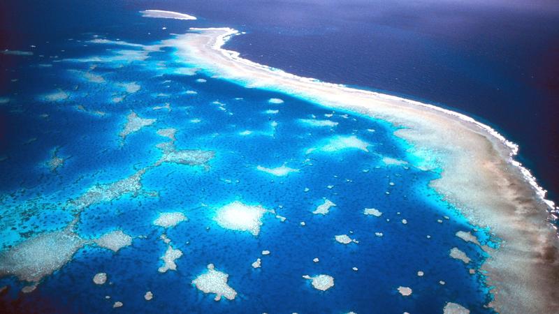 ARCHIV - HANDOUT - Eine Luftaufnahme des Great Barrier Riffs vor der Küste Australiens (undatiertes Foto). (Zu dpa "Erneut Korallenbleiche am Great Barrier Reef" vom 10.03.2017) Foto: Great Barrier Reef Marine Park Authority/dpa +++(c) dpa - Bildfunk