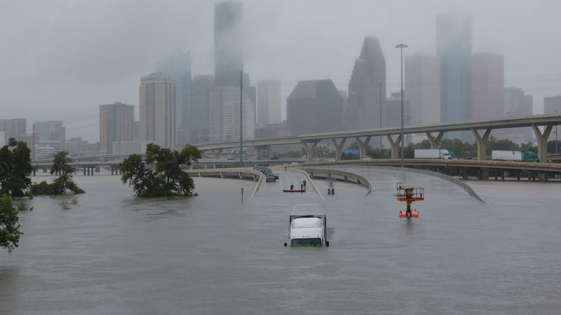 Interstate highway 45 is submerged from the effects of Hurricane Harvey seen during widespread flooding in Houston, Texas, U.S. August 27, 2017. REUTERS/Richard Carson