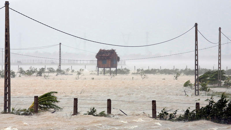 A flooded field is seen as Doksuri storm hits Ha Tinh province, Vietnam September 15, 2017. REUTERS/Kham