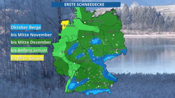Wann bleibt der erste Schnee liegen?