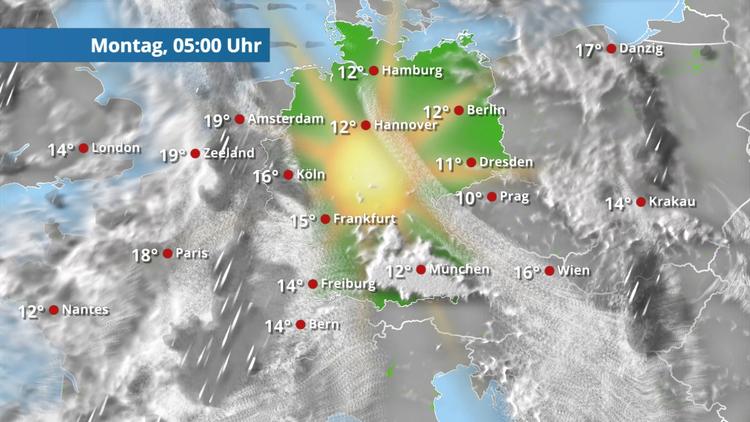 Regenwand kommt auf Deutschland zu