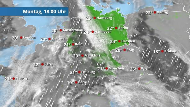 Von Westen zieht eine Regenfront rein