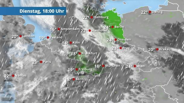 Regen breitet sich von Westen aus