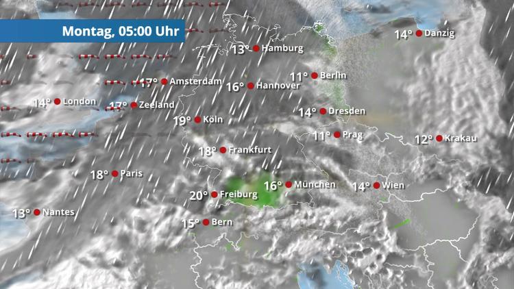 Das wird ein nasser und windiger Montag