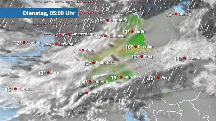 Von Nordwesten kommen Sturm und Regen