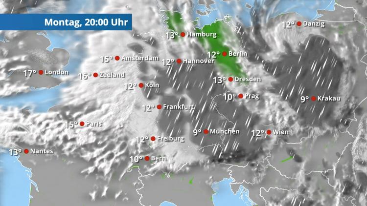 Wolken, Nebel, zeitweise Regen oder Nieselregen