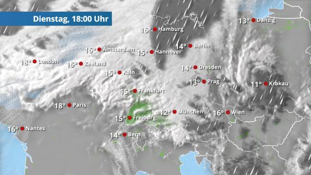 Dichte Wolkendecke, teils Regen