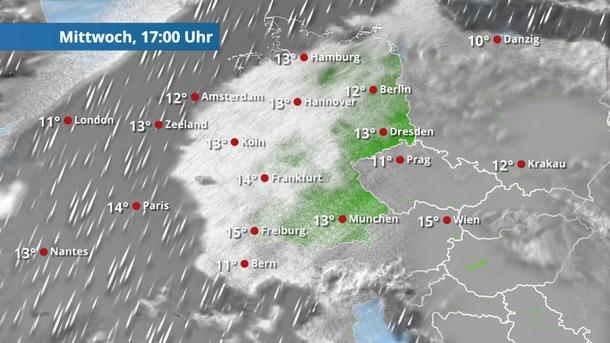 Wolkenlücken im Süden und Osten mit Sonne