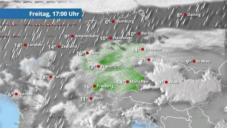 Kälte und Regen kommen von Norden ins Land