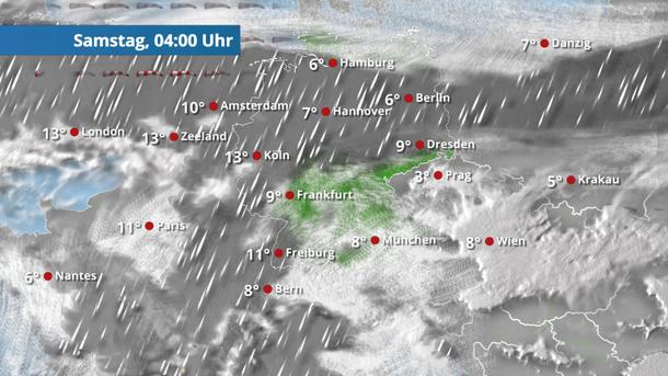 Regen aus dem Norden rückt vor - Tschüss, Sonne!