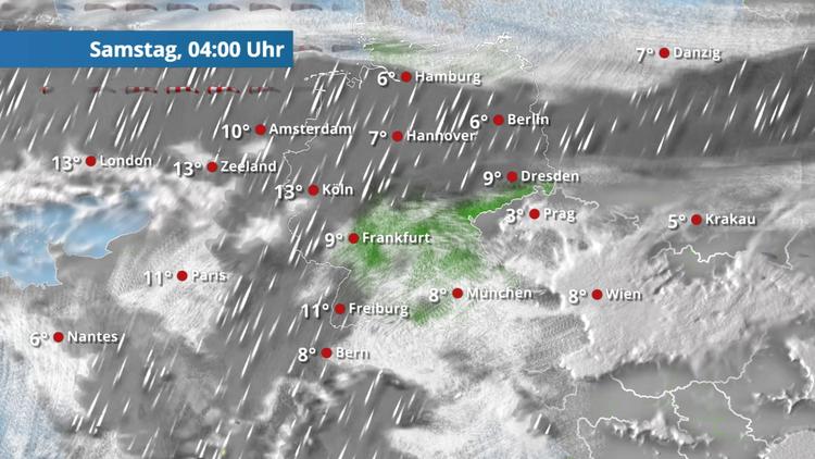 Regen aus dem Norden rückt vor - Tschüss, Sonne!